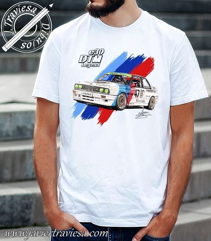 Camiseta BMW E30 M3 dtm, ropa motorsport by Javier Traviesa.