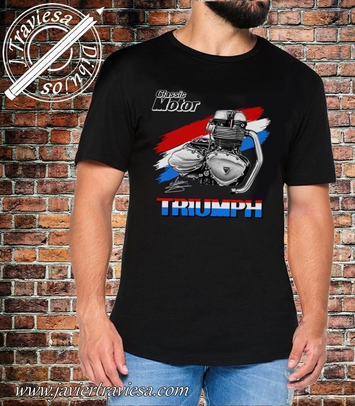 chasquido Sicilia responder Camiseta moto Triumph motor black BY JAVIER TRAVIESA