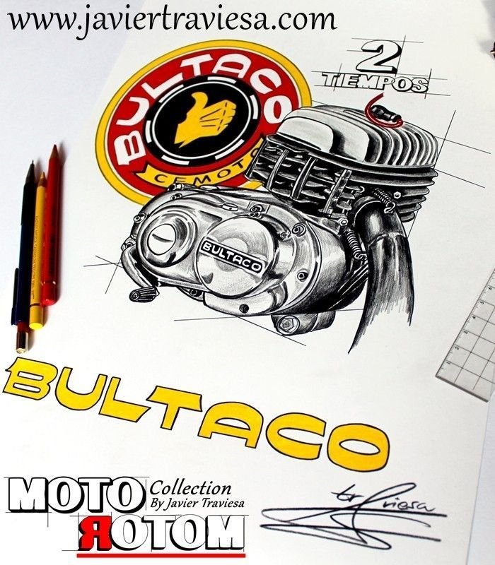 TAZA DIBUJO MOTOR BULTACO - Imagen 3