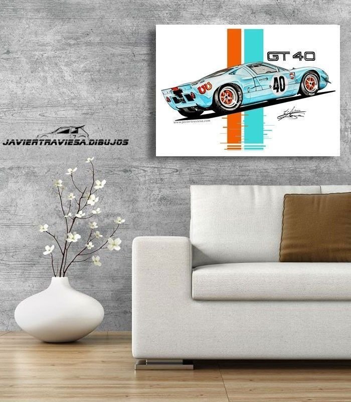 POSTER FORD GT40 GULF LE MANS