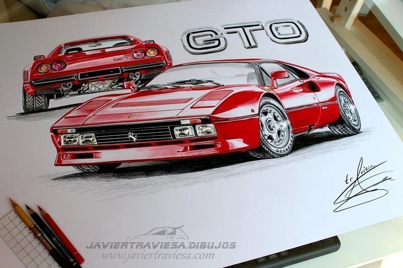 TAZA DIBUJO FERRARI 288 GTO - Imagen 3
