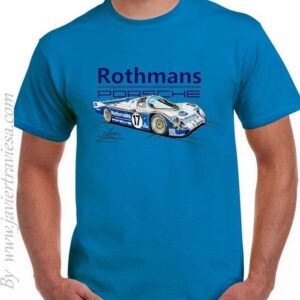 CAMISETA AZUL CON DIBUJO DE  PORSCHE 962C LEMANS