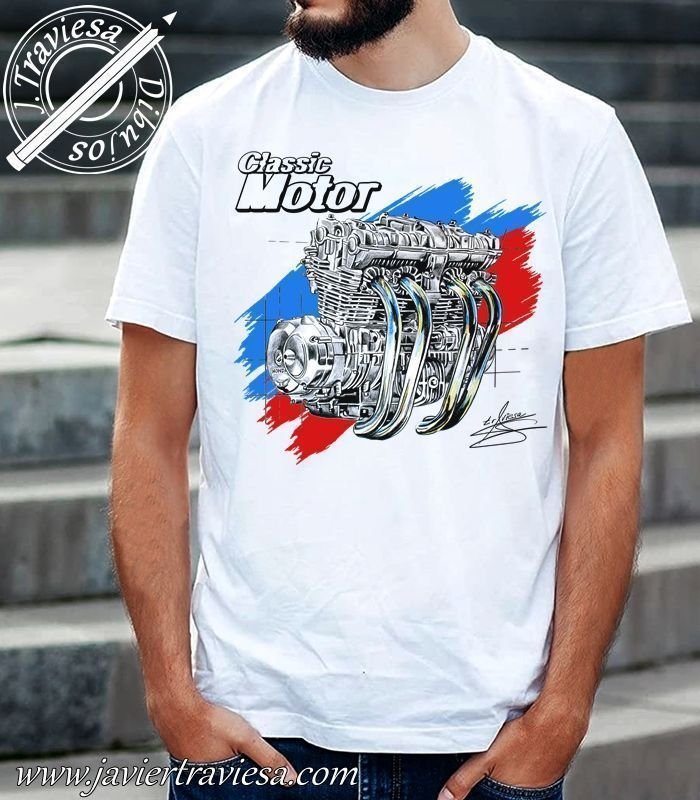 CAMISETA CON DIBUJO DE MOTOR HONDA CB